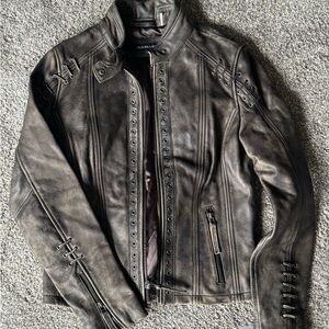 Wilson Leather Grey-Black genuine Leather Jacket